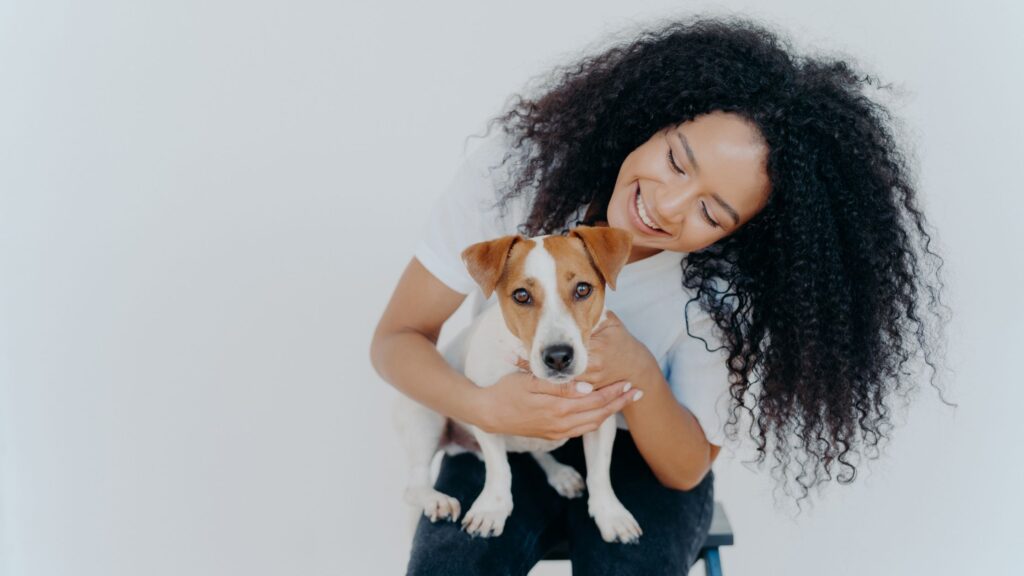 woman with pet dog